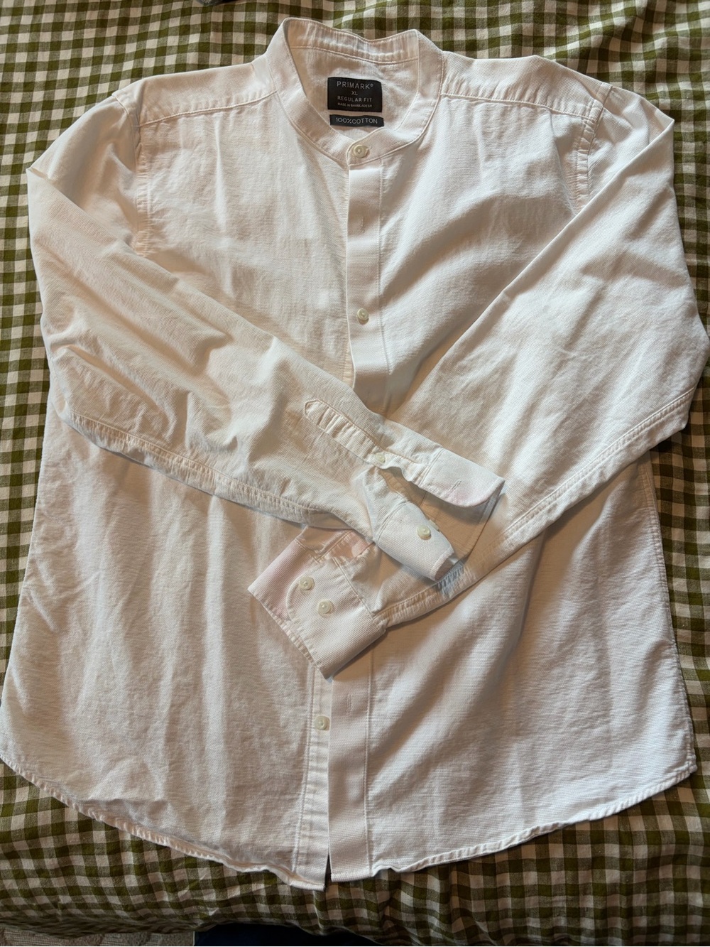 Primark White Grandad Collar/Preacher Collar Men's Shirt